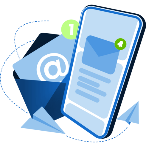 Email marketing for Spring Hill, TN businesses — an email opening on a phone beside an envelope
