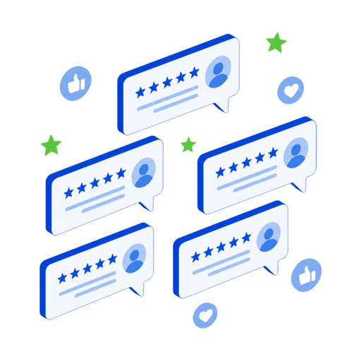 Reviews and reputation for Spring Hill, TN businesses — five-star review cards with thumbs-up icons