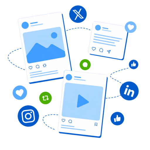 Social media marketing for La Vergne, TN businesses — branded posts with likes, comments and platform icons